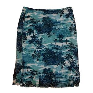 Vintage Express Midi Tropical Blue Skirt Size Medium